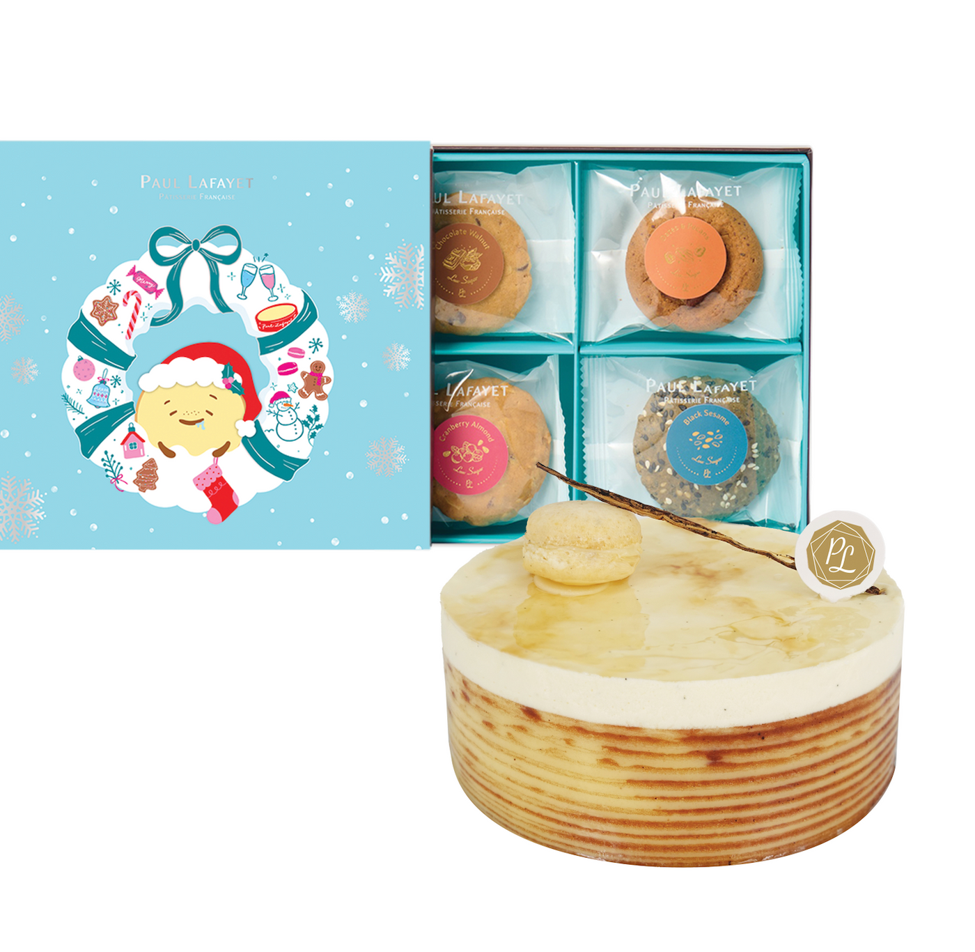 Bliss Bundle 1: Any Delight Cake + Christmas Low-sugar Artisanal Handmade Cookies Gift box (12pcs)